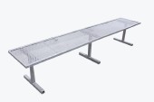 Bench, Misc, 8FT, PERFORATED MESH SEAT, 3 LEGS, METAL, GREY