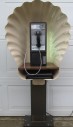 Phone, Payphone, PUBLIC INDOOR TELEPHONE BOOTH W/SEA SHELL SHAPED SURROUND, FREESTANDING - Phones Rent Separately, PLASTIC, IVORY