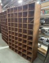 Shelf, Wood, ANTIQUE INDUSTRIAL FIR PLYWOOD, DIVIDED 6x10, CUBBY HOLES, SLOTTED CUBBYHOLE STORAGE, MAIL / OFFICE / POST OFFICE / WORK SHOP, WOOD, BROWN