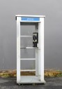 Phone, Booth, FULL SIZE 7FT OUTDOOR PUBLIC / STREET FREESTANDING TELEPHONE BOOTH, CIRCA 1975 - Shown W/Phone(s). Phones Rent Separately, METAL, GREY