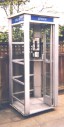 Phone, Booth, FULL SIZE 7FT OUTDOOR PUBLIC / STREET FREESTANDING TELEPHONE BOOTH, CIRCA 1975 - Shown W/Phone(s). Phones Rent Separately, METAL, GREY