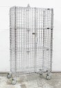 Shelf, Metal, METRO / NSF, CHROME WIRE UTILITY RACK W/SECURITY CAGE SURROUND & DOUBLE DOORS, ROLLING ON CASTERS, EMPTY, METAL, SILVER