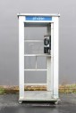 Phone, Booth, FULL SIZE 7FT OUTDOOR PUBLIC / STREET FREESTANDING TELEPHONE BOOTH, CIRCA 1975 - Shown W/Phone(s) - Phones Rent Separately, METAL, GREY