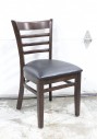 Chair, Restaurant, DARK BROWN FRAME W/BLACK SEAT, 3 SLAT BACK, WOOD, BROWN