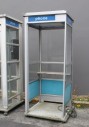 Phone, Booth, FULL SIZE 7FT OUTDOOR PUBLIC / STREET FREESTANDING TELEPHONE BOOTH, BLUE SKIRT, NO DOOR, CIRCA 1980 - Phones Rent Separately, METAL, GREY