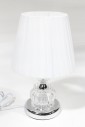Lighting, Lamp, CLEAR CENTRE W/FLUTED ROUND SHAPE, SILVER REFLECTIVE DISC BASE, WHITE PLEATED FABRIC SHADE (6.5x8x8") - Shade Is Included & Specific To Lamp, CLEAR