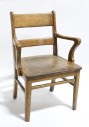 Chair, School, OAK, SOLID WOOD, LADDER BACK W/ARMS, ANTIQUE SCHOOLHOUSE / CLASSROOM, AGED - Mismatched Set Of 4 - Condition, Height & Colour Slightly Different On All, WOOD, BROWN