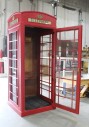 Phone, Booth, BRITISH PHONE BOX KIOSK, GLASS PANELED WINDOWS & DOOR ON 3 SIDES, POPULAR K6 MODEL DESIGNED IN 1935 & IN USE TODAY, THIS IS THE 1937 MODEL, PUBLIC, STREET, UK / UNITED KINGDOM, CROWN INSIGNIA & "TELEPHONE" SIGN, WEIGHS 350LBS, LIGHTWEIGHT WOODEN REPLICA OF IRON ORIGINAL IN BRITISH STANDARD RED - Phones Rent Separately, WOOD, RED