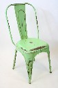 Chair, Cafe, "TOLIX MODEL A" INDUSTRIAL STYLE MOLDED STEEL, ARMLESS, AGED/DISTRESSED , METAL, GREEN