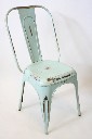 Chair, Cafe, "TOLIX MODEL A" INDUSTRIAL STYLE MOLDED STEEL, ARMLESS, AGED/DISTRESSED, METAL, BLUE
