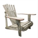 Chair, Lawn, ADIRONDACK/MUSKOKA STYLE OR SIMILAR, RECTANGULAR ANGLED BACK, WOOD PLANK CONSTRUCTION, RUSTIC, OUTDOOR/LAWN/DECK, WEATHERED AND AGED, WOOD, WHITE