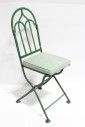 Chair, Side, VINTAGE GARDEN,INDOOR/OUTDOOR, DARK GREEN METAL FRAME W/ROUNDED BACK, LIGHT GREEN VINYL SEAT , METAL, GREEN