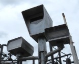 Street, Traffic, FREESTANDING, APPROXIMATELY 12 FEET TALL, RED LIGHT CAMERA / RUNNING CAMERA / SPEED CAMERA, TRAFFIC ENFORCEMENT, 3 HEADED (CAMERA 21" H x 18.5" W x 23" D, LIGHTS 8" H x 14" W x 16" D), SQUARE BASE (40" x 40"), AGED - Stored In Yard, Condition May Not Be Identical To Photo, METAL, GREY