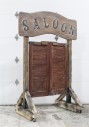 Western, Miscellaneous, FREESTANDING WESTERN STYLE "SALOON" ENTRY WAY W/HAND PAINTED SIGN, VENTED TWO-WAY / DOUBLE SWINGING DOORS (OPEN BOTH DIRECTIONS), THICK POSTS, RUSTIC, ROLLING, WOOD, BROWN