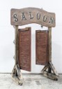 Western, Miscellaneous, FREESTANDING WESTERN STYLE "SALOON" ENTRY WAY W/HAND PAINTED SIGN, VENTED TWO-WAY / DOUBLE SWINGING DOORS (OPEN BOTH DIRECTIONS), THICK POSTS, RUSTIC, ROLLING, WOOD, BROWN